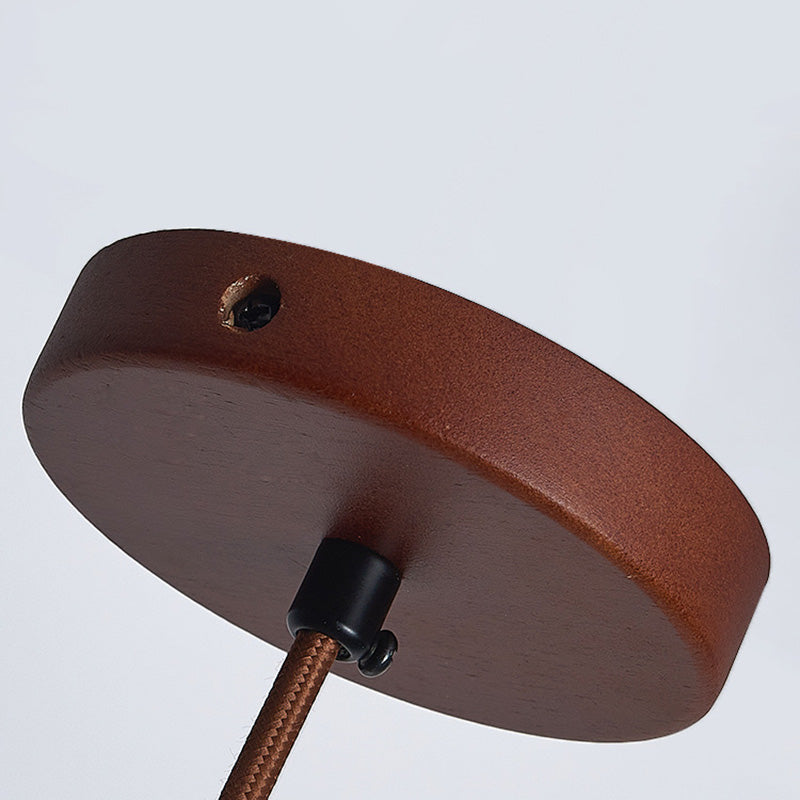 Contemporary Nordic Cylinder Yellow Travertine Solid Wood 1-Light Pendant Light For Bedroom & Living Room