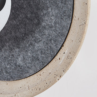 Contemporary Scandinavian Round Wrought Iron Yellow Travertine 1-Light Wall Sconce Lamp With Zipper For Bedroom & Living Room