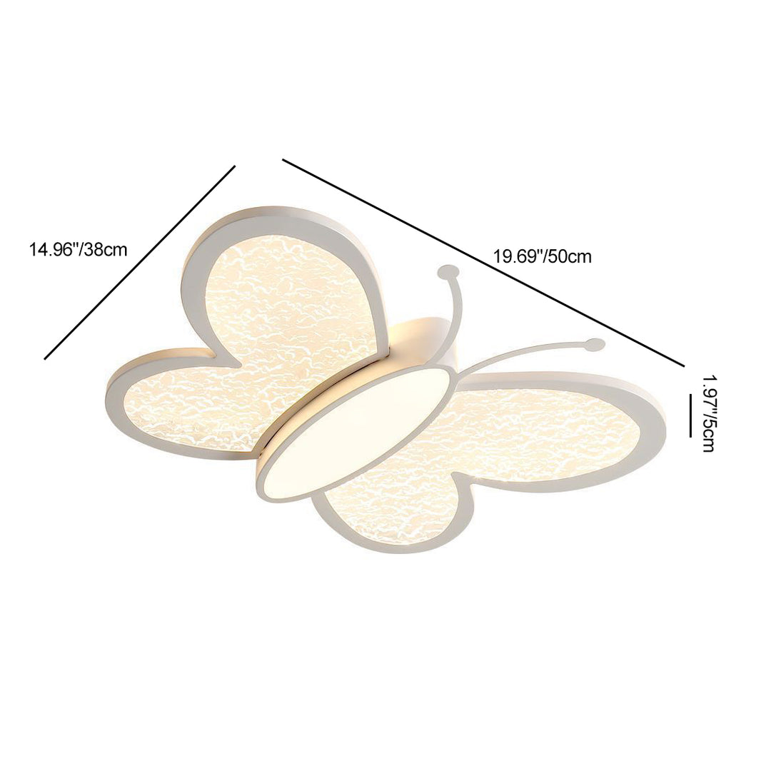 Contemporary Nordic Butterfly Childlike Acrylic Iron LED Flush Mount Ceiling Light For Bedroom