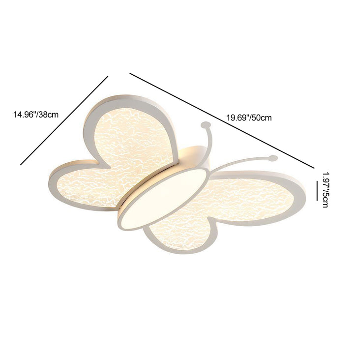 Contemporary Nordic Butterfly Childlike Acrylic Iron LED Flush Mount Ceiling Light For Bedroom