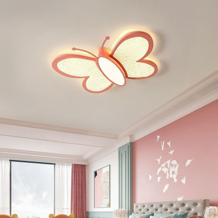 Contemporary Nordic Butterfly Childlike Acrylic Iron LED Flush Mount Ceiling Light For Bedroom