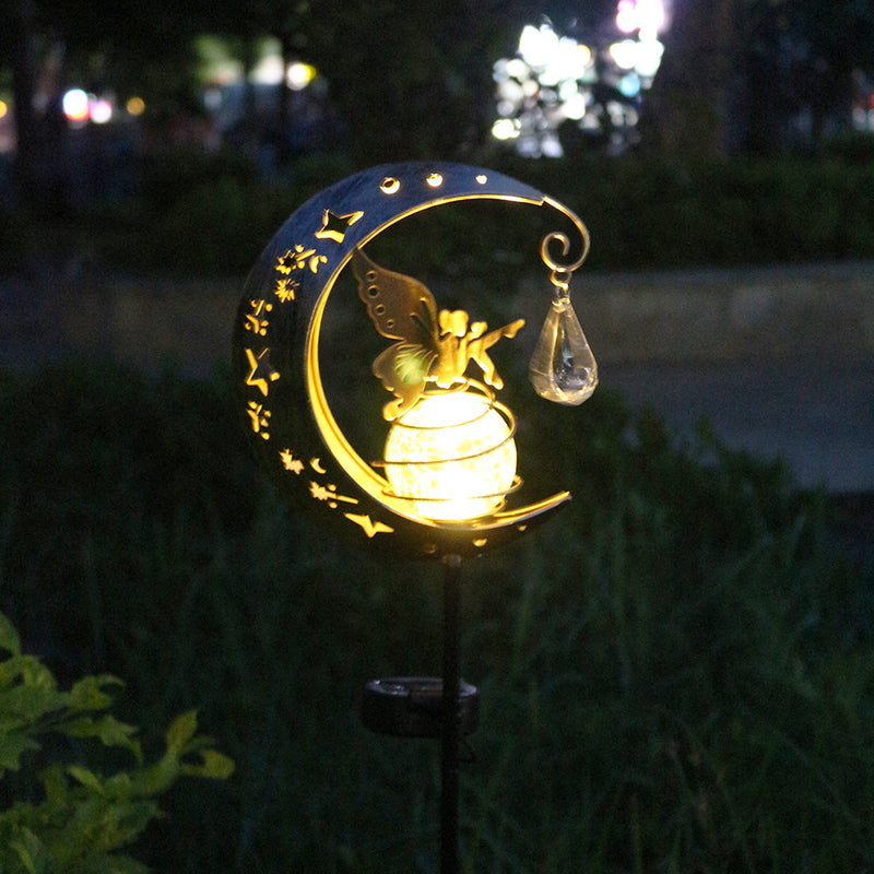 Modern Art Deco Solar Waterproof Iron Glass Fairy Stick Shape LED Outdoor Light Landscape Lighting For Garden