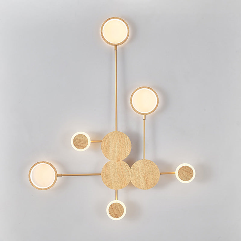 Zeitgenössische nordische runde Eisen-Acryl-LED-Wandleuchte für Wohnzimmer 