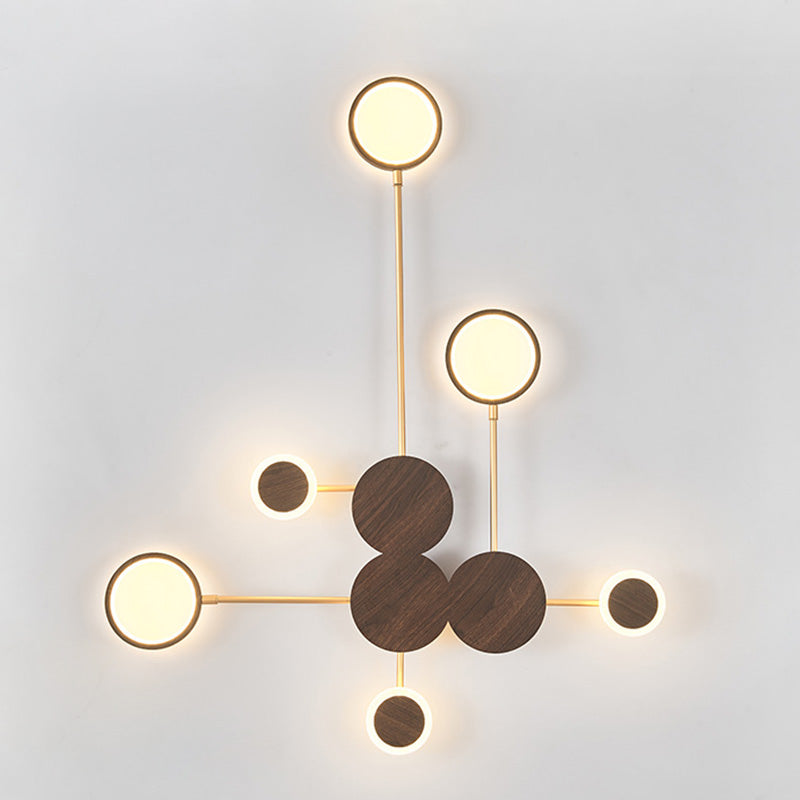 Zeitgenössische nordische runde Eisen-Acryl-LED-Wandleuchte für Wohnzimmer 