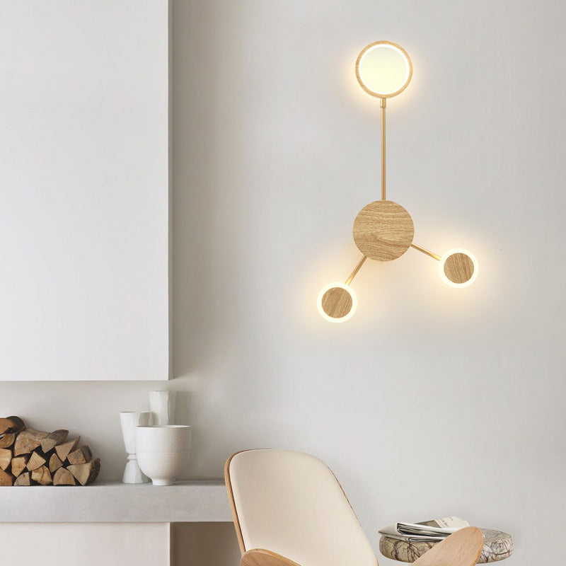 Zeitgenössische nordische runde Eisen-Acryl-LED-Wandleuchte für Wohnzimmer 