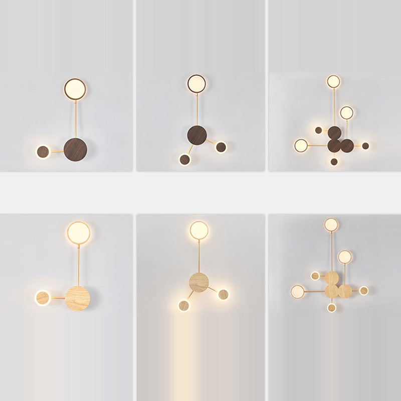 Zeitgenössische nordische runde Eisen-Acryl-LED-Wandleuchte für Wohnzimmer 