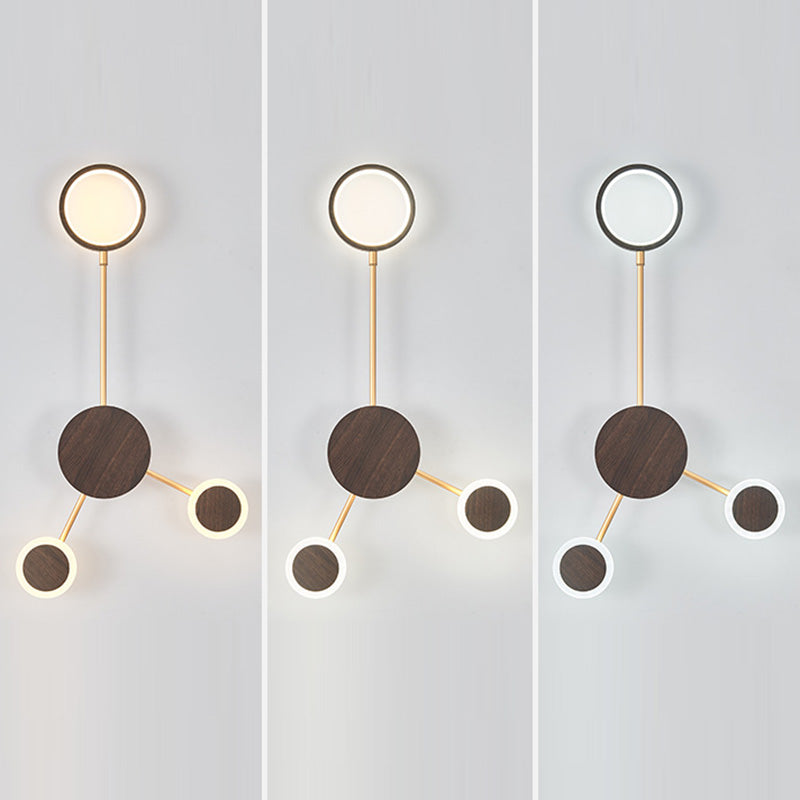 Zeitgenössische nordische runde Eisen-Acryl-LED-Wandleuchte für Wohnzimmer 