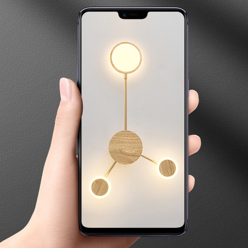 Zeitgenössische nordische runde Eisen-Acryl-LED-Wandleuchte für Wohnzimmer 