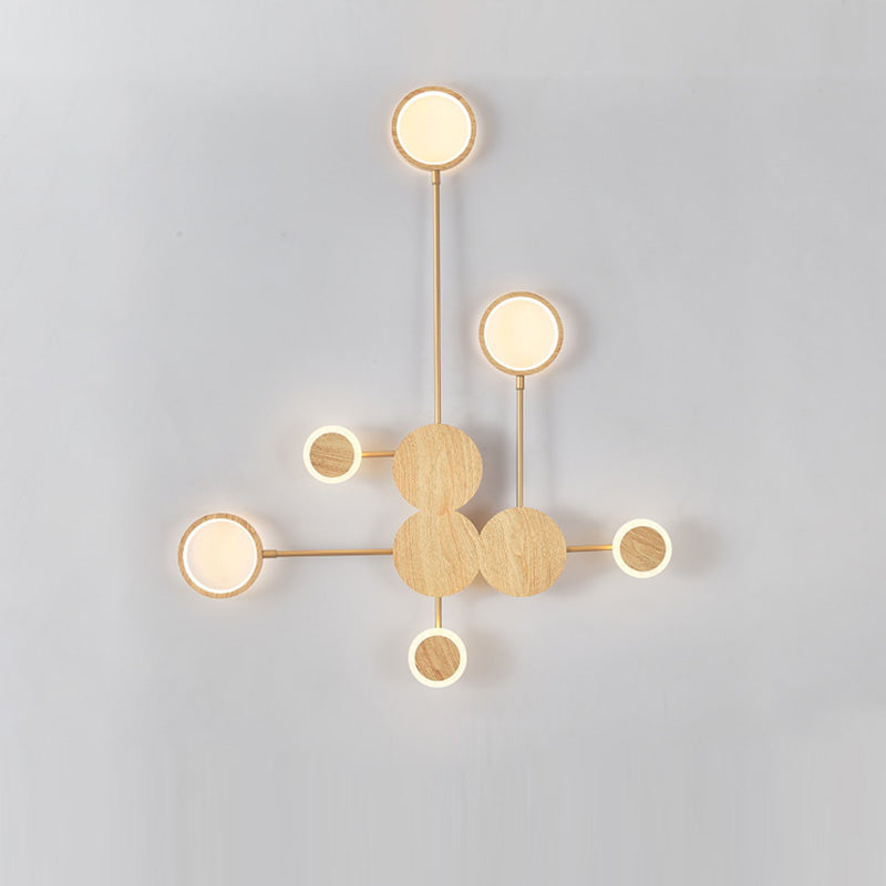 Zeitgenössische nordische runde Eisen-Acryl-LED-Wandleuchte für Wohnzimmer 