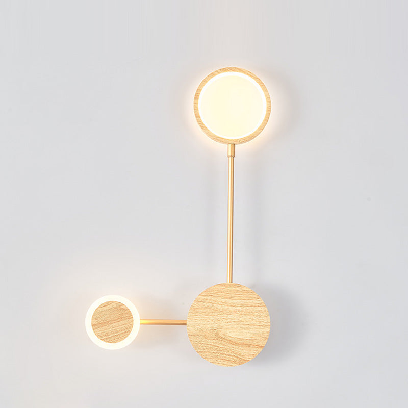 Zeitgenössische nordische runde Eisen-Acryl-LED-Wandleuchte für Wohnzimmer 