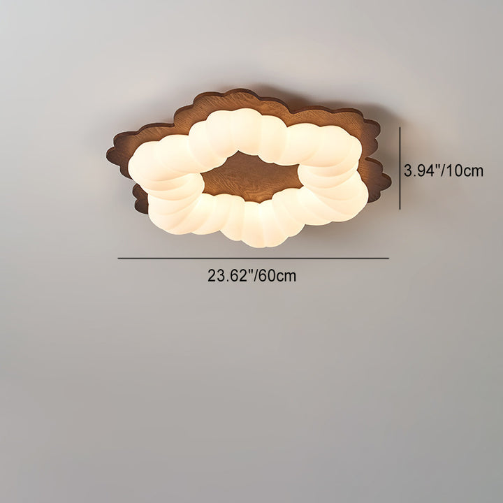 Luz de techo LED de montaje empotrado con forma de flor retro contemporánea de madera para dormitorio 