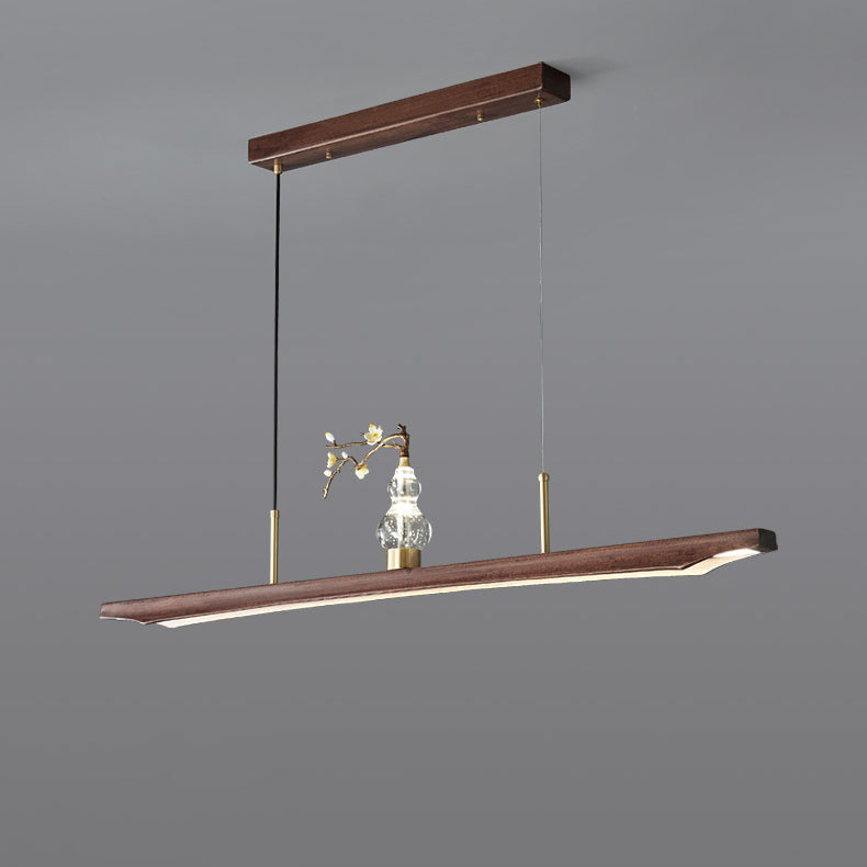 Traditional Chinese Crystal Gourd Ebony Copper LED Chandeliers Island Light For Dining Room