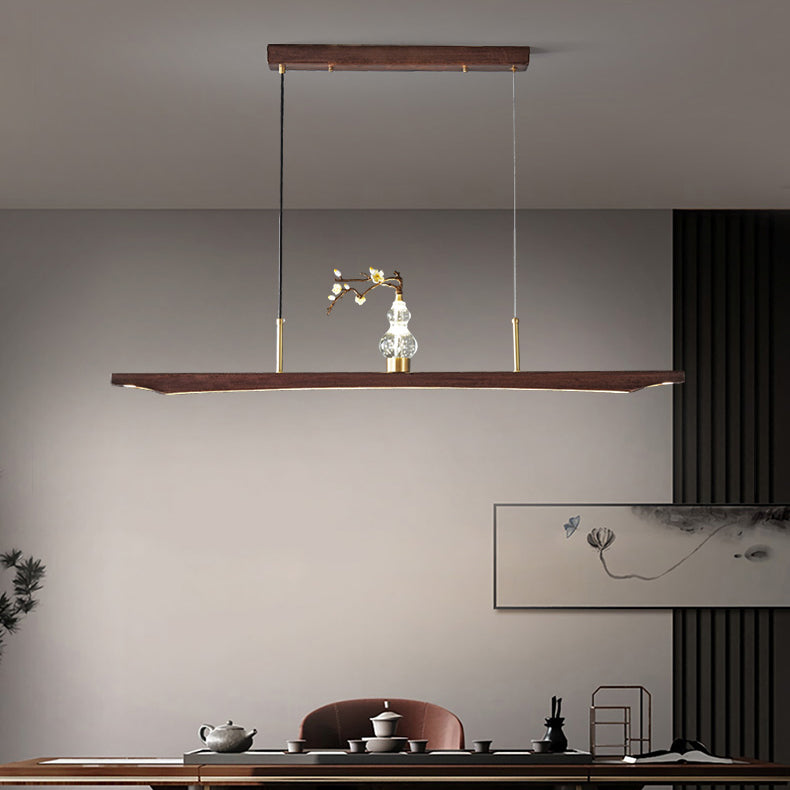 Traditional Chinese Crystal Gourd Ebony Copper LED Chandeliers Island Light For Dining Room