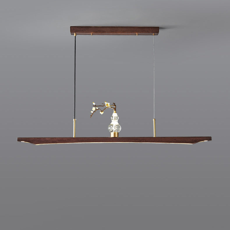 Traditional Chinese Crystal Gourd Ebony Copper LED Chandeliers Island Light For Dining Room