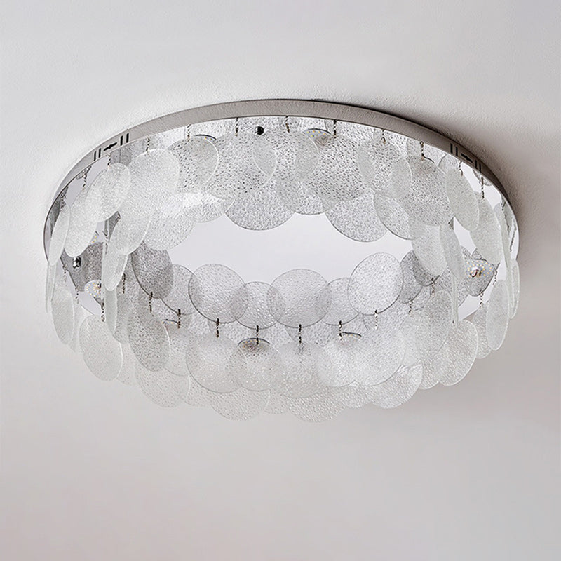 Contemporary Luxury Round Stainless Steel Glass LED Flush Mount Ceiling Light For Living Room