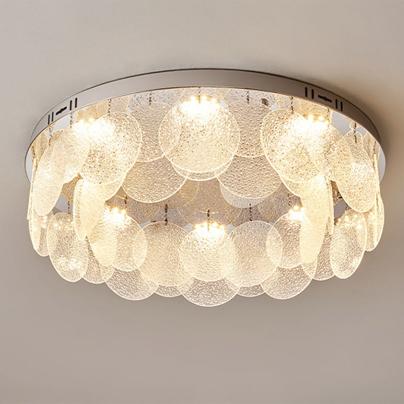 Zeitgenössische Luxus Runde Edelstahl Glas LED Deckenleuchte für das Wohnzimmer 