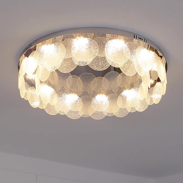 Zeitgenössische Luxus Runde Edelstahl Glas LED Deckenleuchte für das Wohnzimmer 