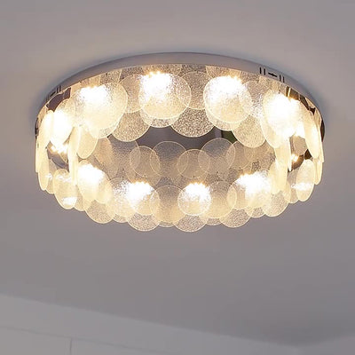 Contemporary Luxury Round Stainless Steel Glass LED Flush Mount Ceiling Light For Living Room