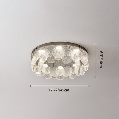 Contemporary Luxury Round Stainless Steel Glass LED Flush Mount Ceiling Light For Living Room