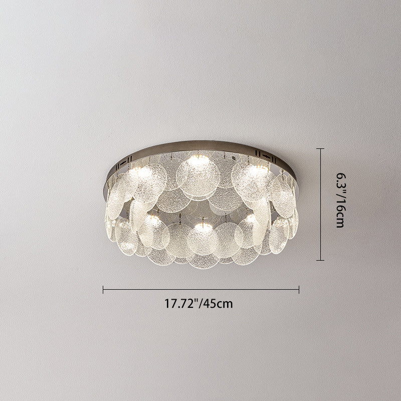 Contemporary Luxury Round Stainless Steel Glass LED Flush Mount Ceiling Light For Living Room