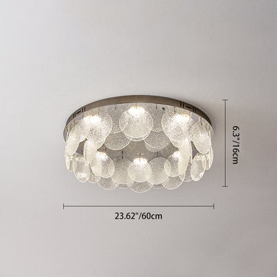Contemporary Luxury Round Stainless Steel Glass LED Flush Mount Ceiling Light For Living Room
