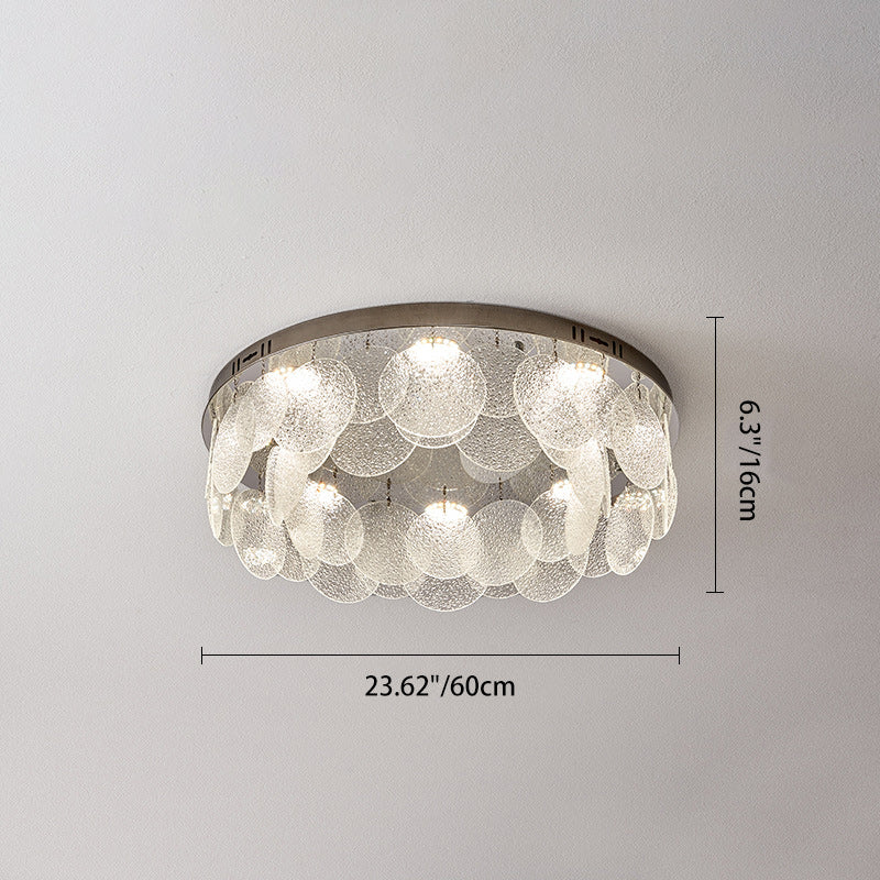 Contemporary Luxury Round Stainless Steel Glass LED Flush Mount Ceiling Light For Living Room