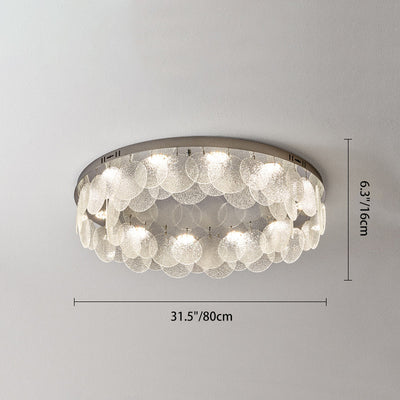 Contemporary Luxury Round Stainless Steel Glass LED Flush Mount Ceiling Light For Living Room