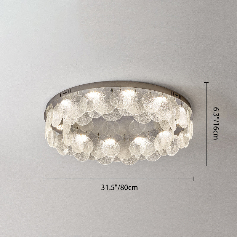Contemporary Luxury Round Stainless Steel Glass LED Flush Mount Ceiling Light For Living Room