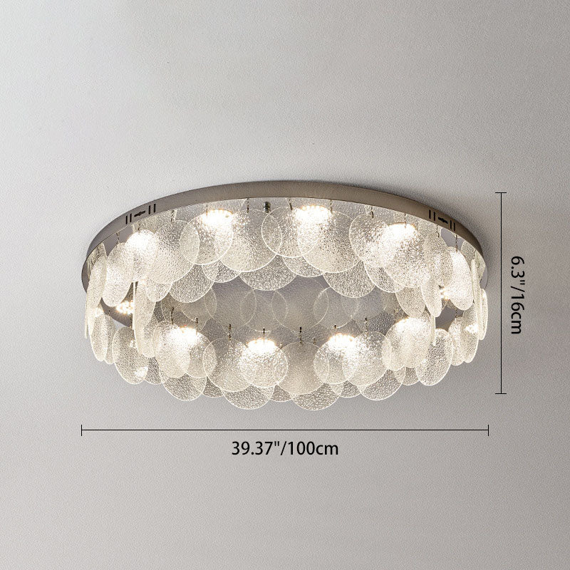 Contemporary Luxury Round Stainless Steel Glass LED Flush Mount Ceiling Light For Living Room