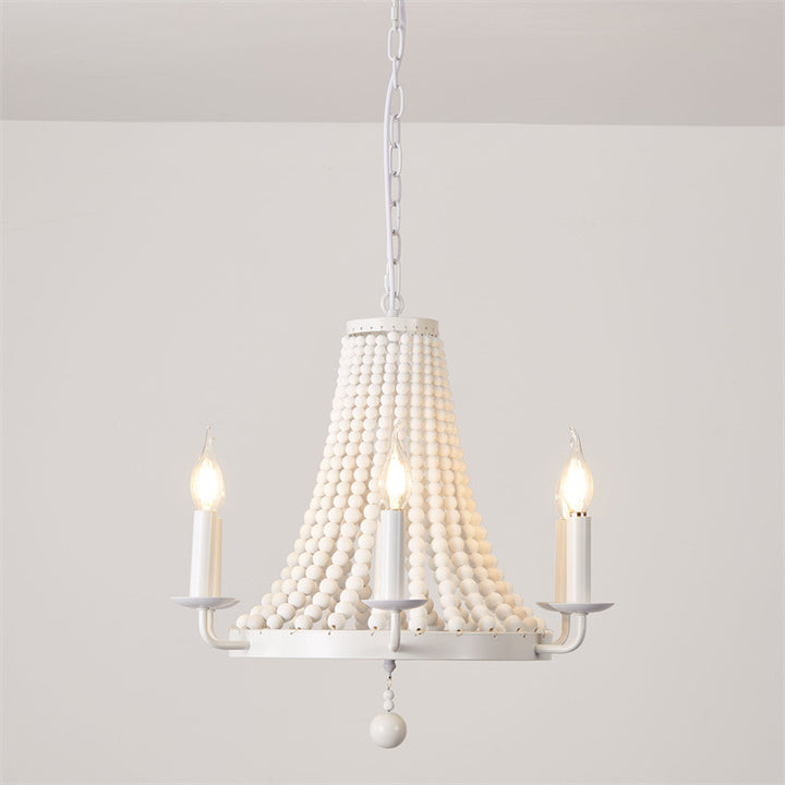 Modern Minimalist Dome Trapezoid Wooden Beads Iron 6 - Light Chandelier For Living Room