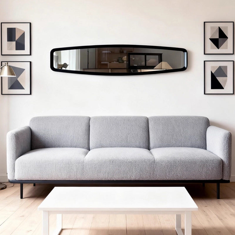 Contemporary Retro MDF &amp; Glass Rounded-Corner Long Wall Mirror For Living Room
