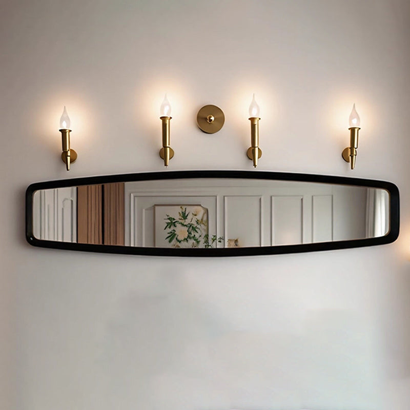 Contemporary Retro MDF &amp; Glass Rounded-Corner Long Wall Mirror For Living Room