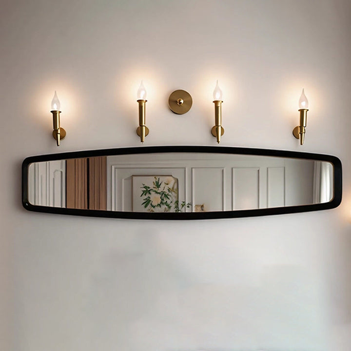 Contemporary Retro MDF &amp; Glass Rounded-Corner Long Wall Mirror For Living Room