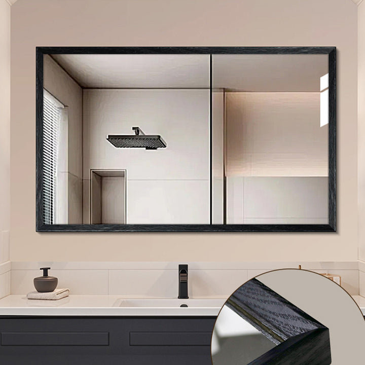 Moderner minimalistischer rechteckiger wasserdichter Badezimmer-Wandspiegel aus massivem Kiefernholz mit hochtransparentem Glas für Schlafzimmer und Badezimmer 