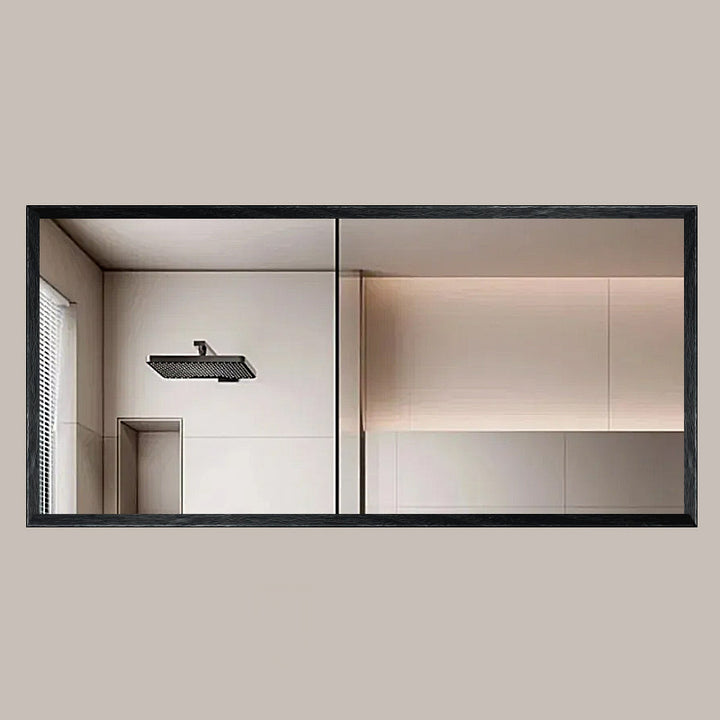 Moderner minimalistischer rechteckiger wasserdichter Badezimmer-Wandspiegel aus massivem Kiefernholz mit hochtransparentem Glas für Schlafzimmer und Badezimmer 
