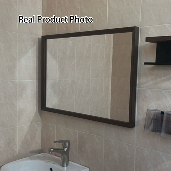 Moderner minimalistischer rechteckiger wasserdichter Badezimmer-Wandspiegel aus massivem Kiefernholz mit hochtransparentem Glas für Schlafzimmer und Badezimmer 