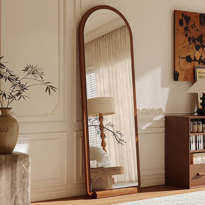 Contemporary Retro Pine &amp; MDF Glass Rectangular Full-Length Floor Mirror Freestanding &amp; Leaning Design For Bedroom &amp; Living Room
