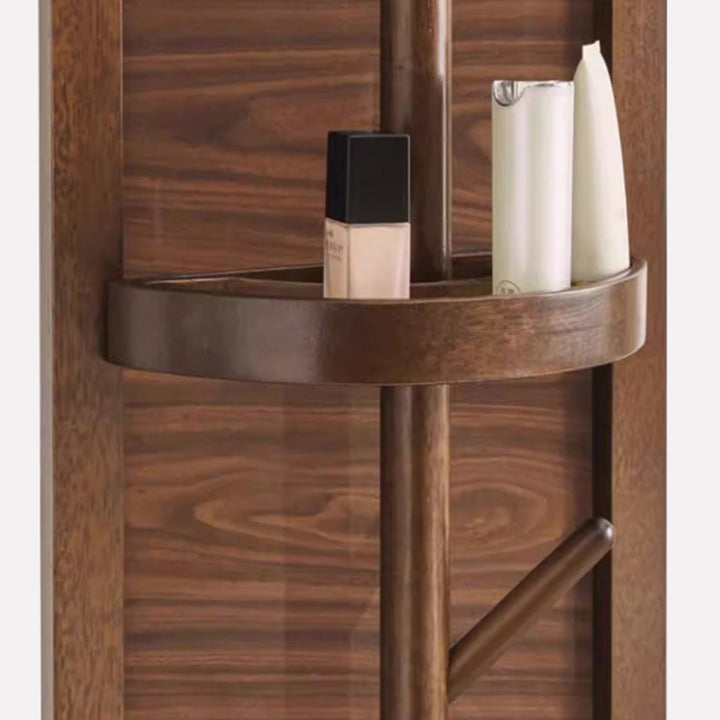 Modern Luxury Rubberwood Marble MDF Oval Rotating Full-Length Floor Mirror For Bedroom