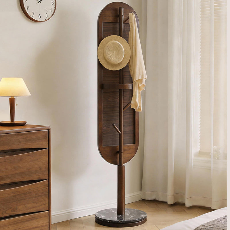 Modern Luxury Rubberwood Marble MDF Oval Rotating Full-Length Floor Mirror For Bedroom