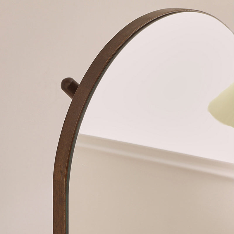 Modern Luxury Rubberwood Marble MDF Oval Rotating Full-Length Floor Mirror For Bedroom