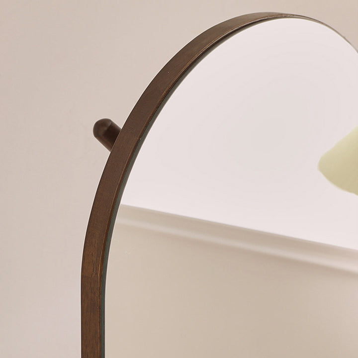 Modern Luxury Rubberwood Marble MDF Oval Rotating Full-Length Floor Mirror For Bedroom