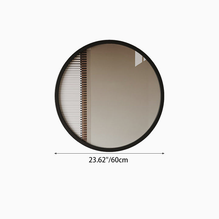 Modern Minimalist Rubber Wood Round HD Makeup Mirror For Bedroom &amp; Bathroom Wall Mounted Or Leaning