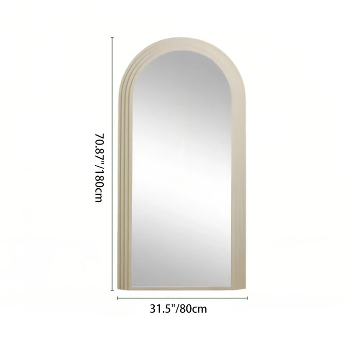 Contemporary Retro Solid Wood &amp; MDF Arched Leaning Full-Length Mirror For Bedroom &amp; Living Room Elegant Floor Mirror