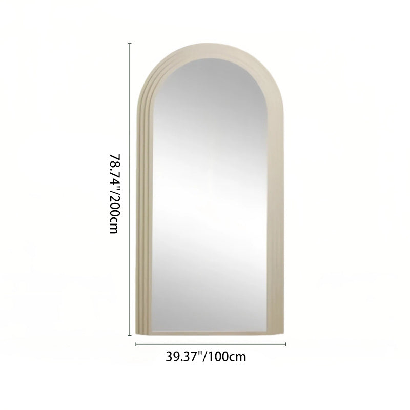 Contemporary Retro Solid Wood &amp; MDF Arched Leaning Full-Length Mirror For Bedroom &amp; Living Room Elegant Floor Mirror