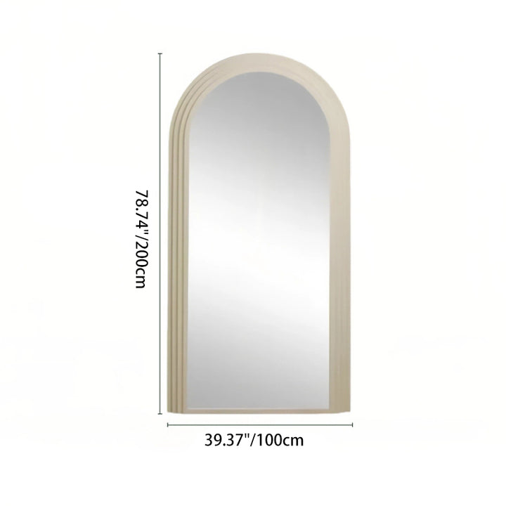Contemporary Retro Solid Wood &amp; MDF Arched Leaning Full-Length Mirror For Bedroom &amp; Living Room Elegant Floor Mirror