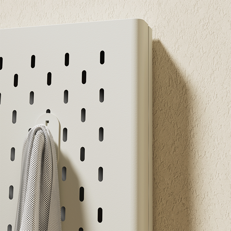 Modern Minimalist Metal &amp; Glass Sliding Full-Length Wall Mirror With Pegboard Storage Wall-Mounted Entryway Dressing Mirror