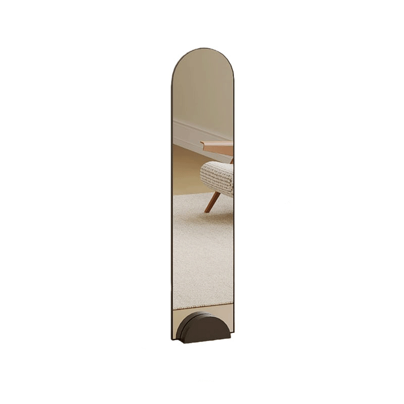 Espejo de pie de cuerpo entero con arco de vidrio y acero al carbono de estilo minimalista moderno con soporte para dormitorio 