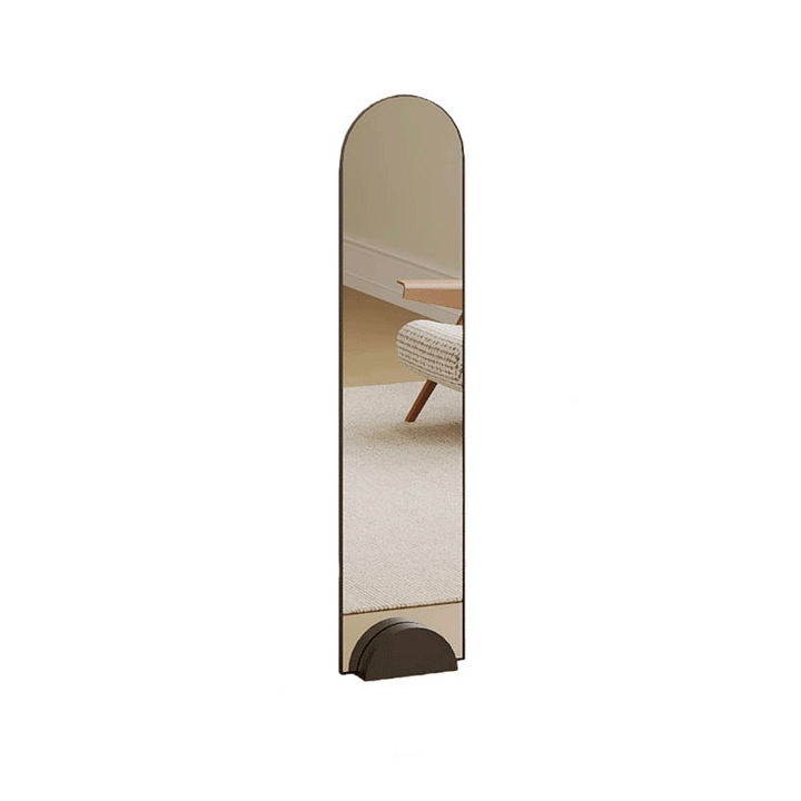 Espejo de pie de cuerpo entero con arco de vidrio y acero al carbono de estilo minimalista moderno con soporte para dormitorio 