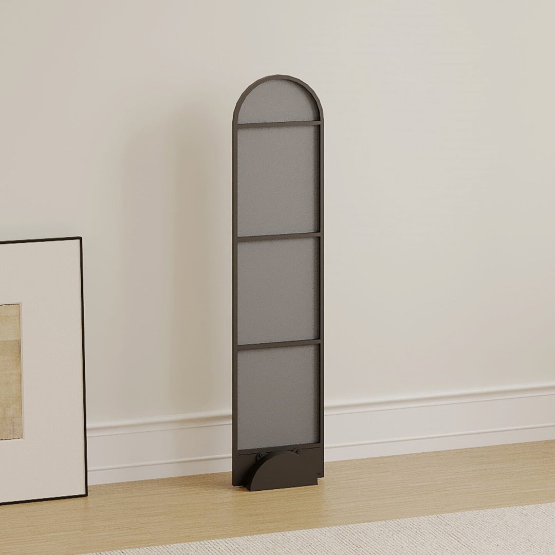 Espejo de pie de cuerpo entero con arco de vidrio y acero al carbono de estilo minimalista moderno con soporte para dormitorio 