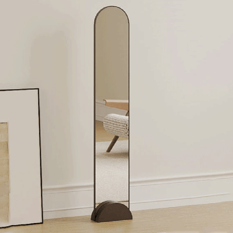 Espejo de pie de cuerpo entero con arco de vidrio y acero al carbono de estilo minimalista moderno con soporte para dormitorio 